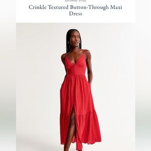 Crinkle texture button through maxi dress